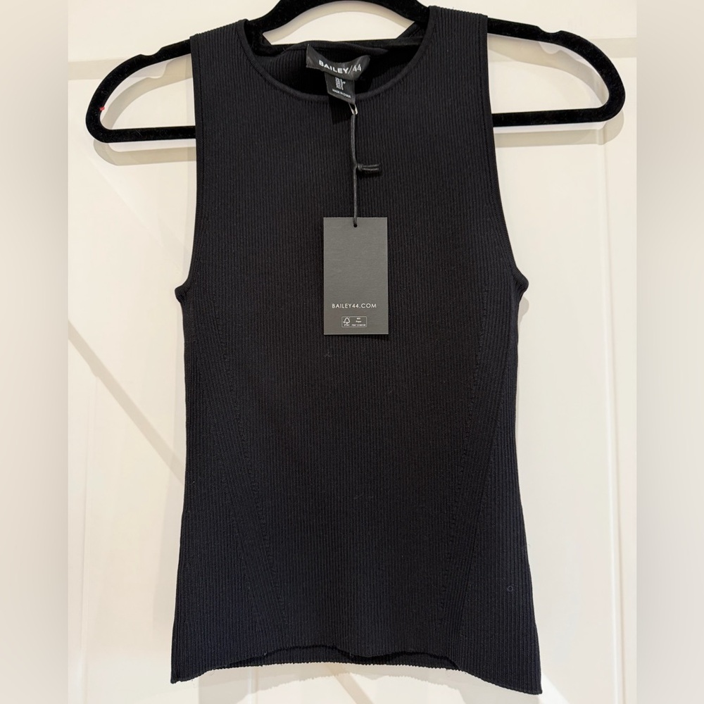 Bailey 44 Black Ribbed Fitted Top